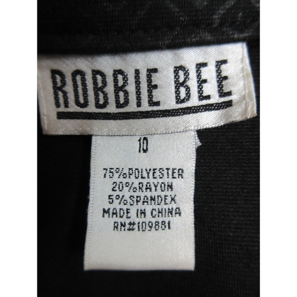 Robbie Bee Dress Womens 10 Black Wrap Belted Collared Short Sleeve Midi A Line - Picture 12 of 16